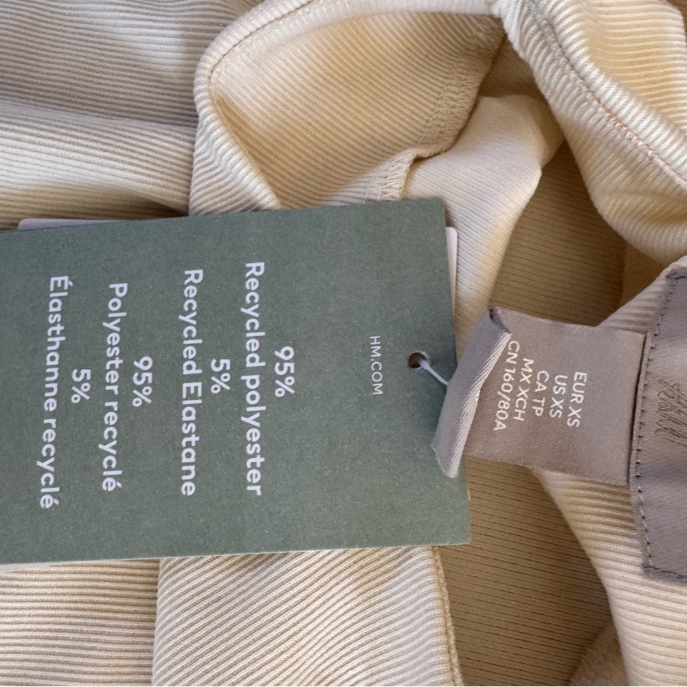H&M Womens Cropped Mock Neck Ribbed Tank Cream XS - Picture 5 of 5